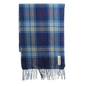 MINT ANDEAN SUN Scarf 100% Baby Alpaca Plaid Fringed Blue PERU 64" x 12"